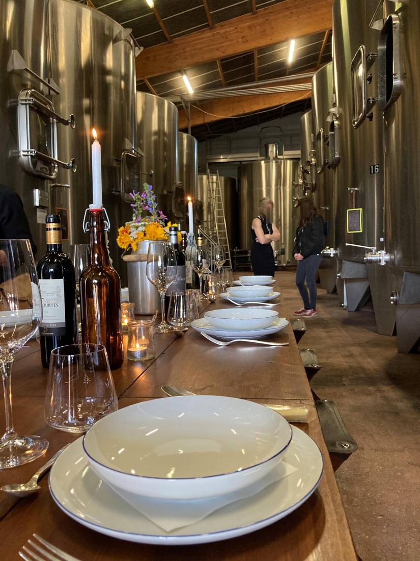 Dinner set in the cellar of a family estate